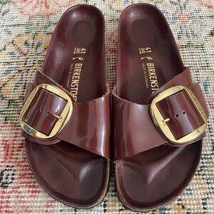 Birkenstock Madrid Big Buckle natural patent leather